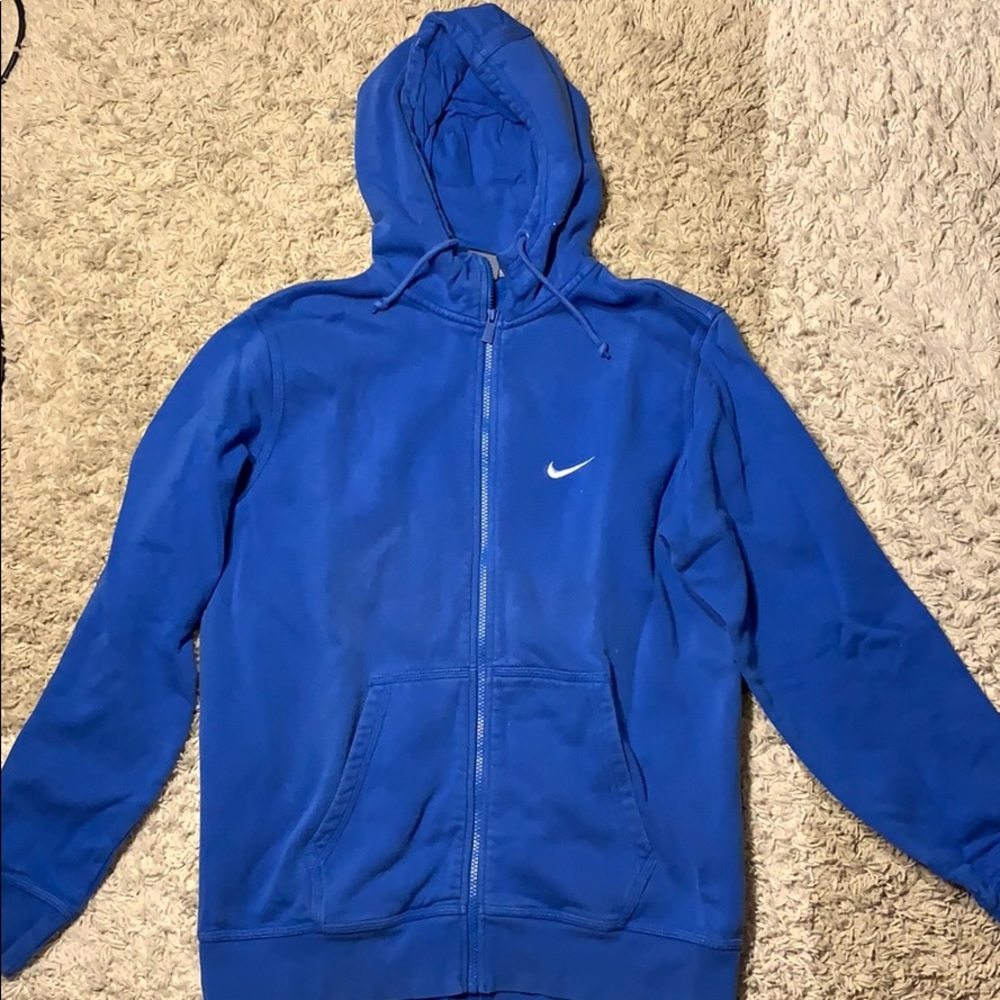 Classic Nike Blue Zip-Up Hoodie Size L